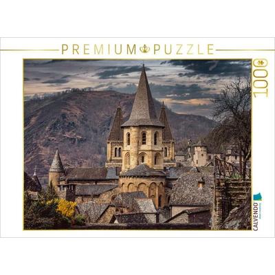 CALVENDO Puzzle Sainte-Foy über den Dächern von Conques | 1000 Teile Lege-Größe 64 × 48 cm Foto-Puzzle für glückliche Stunden