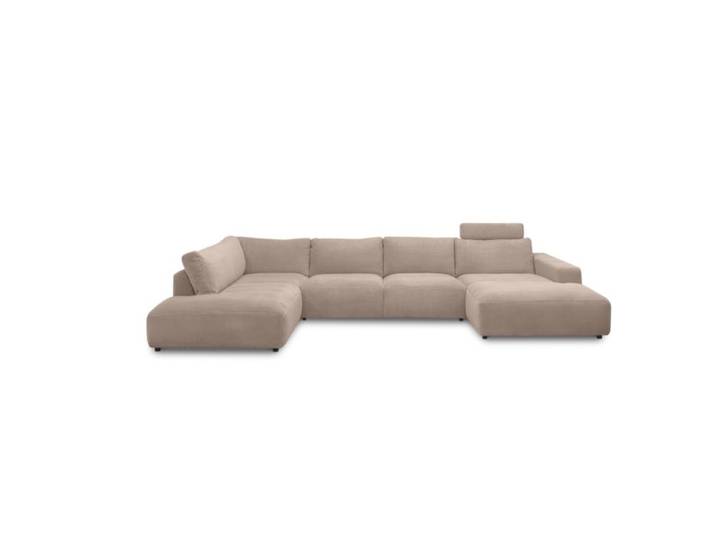 Musterring Lucia Wohnlandschaft mit Bezug in Cord und optionaler Kopfstütze - Cord taupe - inkl. Kopfstütze - rechts Modern, Zeitlos