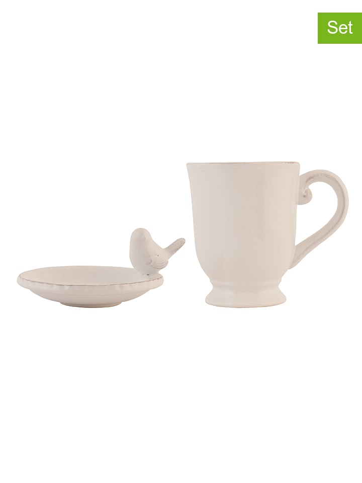 Clayre & Eef 4er-Set: Kaffeetassen in Creme - onesize