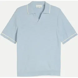 Strick-Poloshirt Blau XL