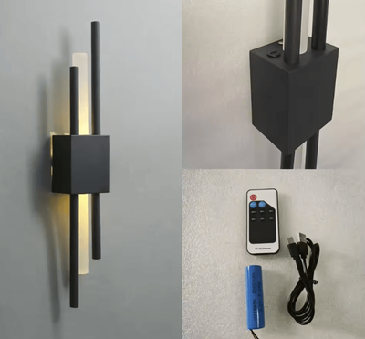 Inspire Essentials Modern Acrylic Wall Sconce LED Pipe Lamp With Remote Control For Living Room And Bedroom black Ordinary