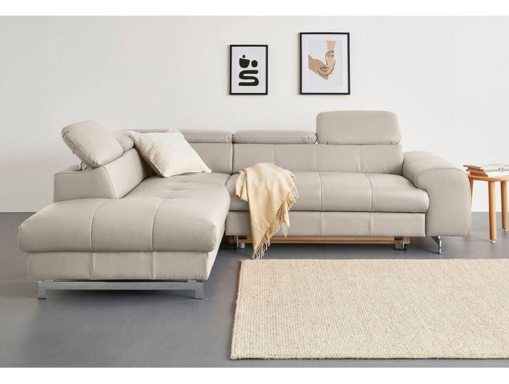 COTTA Ecksofa Chef bequem, tolle Verarbeitungsdetails, Breite 262cm, L-Form, mit Kopfteilverstellung, edle Metallkufen, optional Schlaffunktion