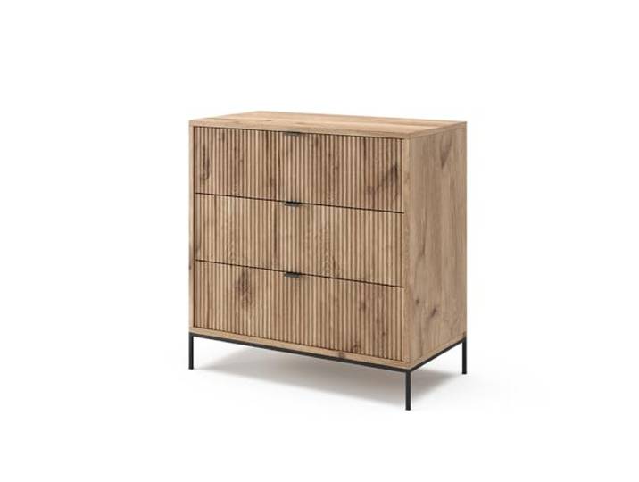 Vicco Kommode Eliza, Viking Oak, 80 x 81.2 cm mit 3 Schubladen, zur Aufbewahrung und Organisation im Wohn- oder Schlafzimmer