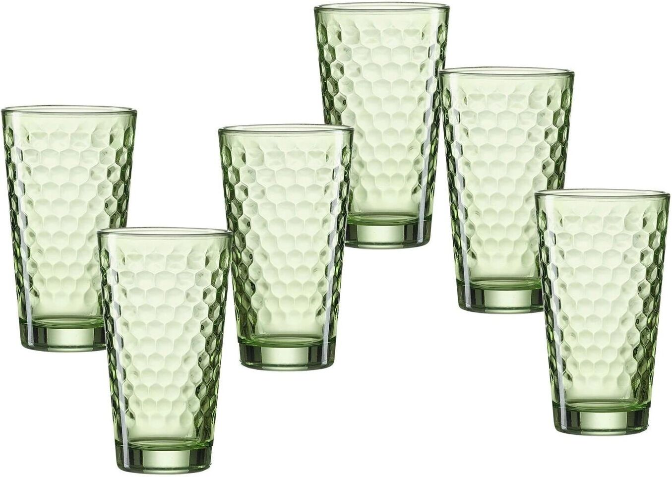 Longdrinkglas RITZENHOFF & BREKER "Favo 6 Stück", grün, H:14,2cm, Glas, Trinkgefässe, Longdrinkglas grün 14,2cm, 400ml