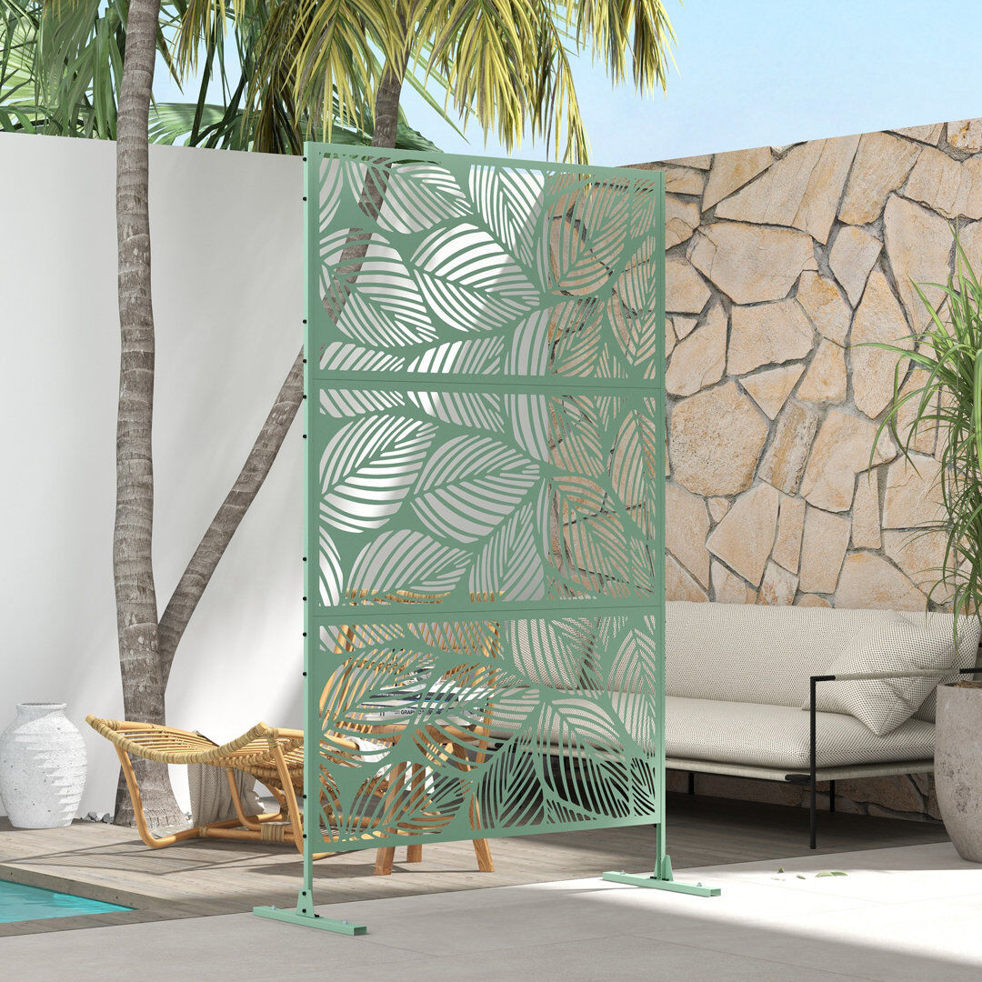 Outsunny 6.5FT Decorative Garden Privacy Screen, Leaf Style, Green 198cm H X 122cm W X 45cm D