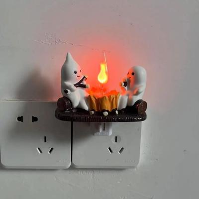 Inspired Living Glowing Ghost Firelight Figurine LED Halloween Desk Decor Glowing Ghost Firelight Figurine LED Halloween Desk Decor