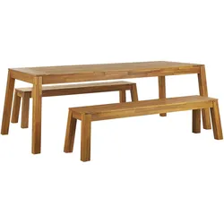 GARTENMÖBEL SET 6-Sitzer Akazienholz hellbraun 3-teilig Livorno