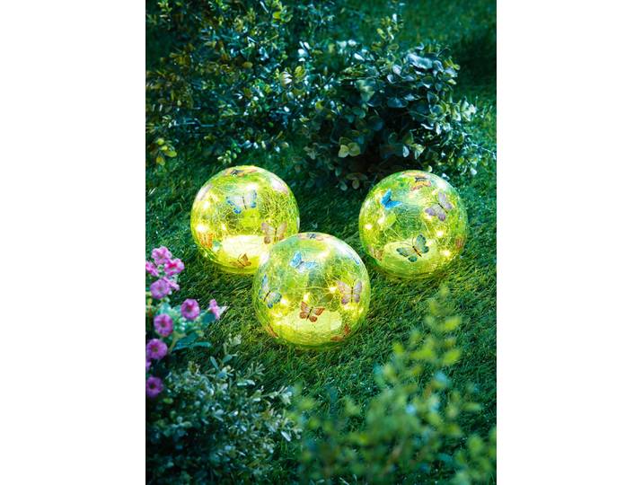 LED-Glaskugeln „Schmetterling , 3er-Set, Bunt