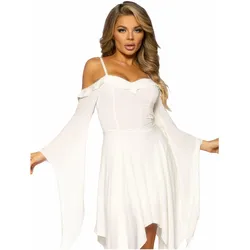 Leg Avenue Weisses Trägerkleid mit Trompetenärmeln (M)