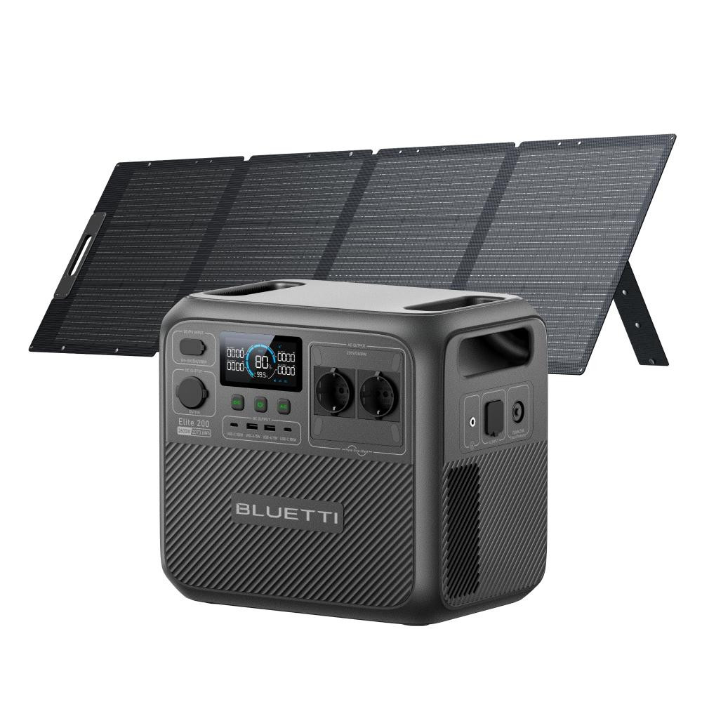 Bluetti Solar Generator Elite 200 V2 met 200W zonnepaneel, draagbare noodstroomvoorziening (2073,6 Wh)