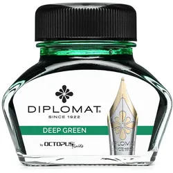 Diplomat, Ersatzpatronen + Tintenfass, und Tinte Diplo Octopus 30 ml dunkelgrünes Glas (Dunkelgrün, 1 Stk.)