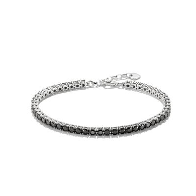 Tennisarmband THOMAS SABO "Armband mit schwarzen Zirkonia" Gr. 19,5, silberfarben, schwarz, schwarz, Armbänder, Damen, 19,5, Silber 925 (recycelt), Tennisarmband, mit Zirkonia (synth.)