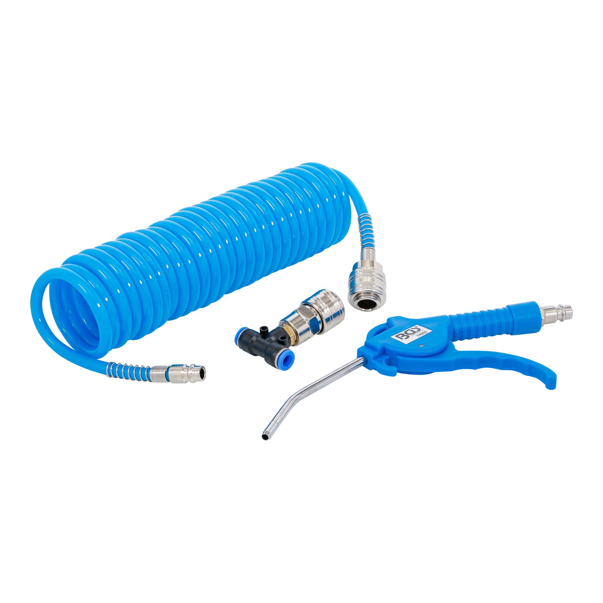 BGS Druckluft-Ausblaspistole, mit Druckluft-Spiralschlauch und T-Verbinder ; BGS technic (74253)