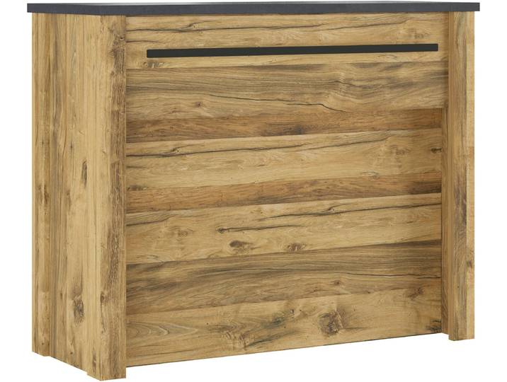 Barschrank HOME AFFAIRE York, moderne Küchentheke im Industrialdesign , grau (braun), B:130cm H:106cm T:52cm, Schränke, Barschrank, mit Handtuchstange aus Metall, ausreichend Stauraum, 130 cm breit