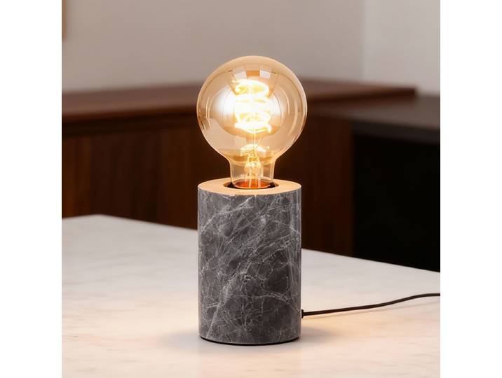 Tischleuchte Frigid Ø 8cm Grau/Grau Material: Stein Steinart: Marmor Glühlampe E27