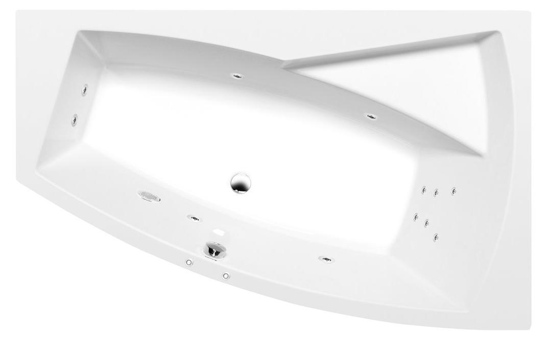 Polysan EVIA R Whirlpool-Badewanne, 160x100x47cm, Attraction Hydro, Chrom