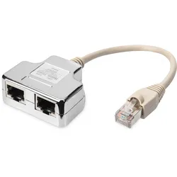 DIGITUS CAT 5e, 2x 1:1, Patchkabel-Adapter, geschirmt 2x RJ45-Buchse zu 1x RJ45-Stecker, Länge 0,19 m