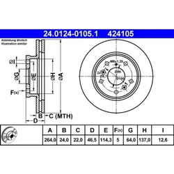 Bremsscheibe ATE 24.0124-0105.1 (2 Stk.) für Ford Usa Probe I