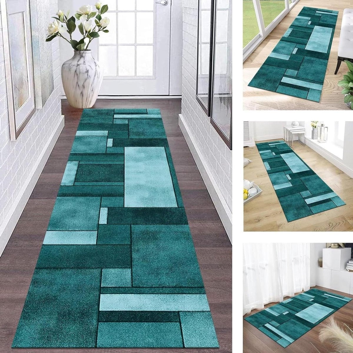 Wasbare Keuken Runner met Antislip - Cyaan - 80 x 200 cm