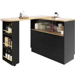 STEHTISCH mit Stauraum und Schiebetüren – Multifunktionaler Bartisch 120 cm