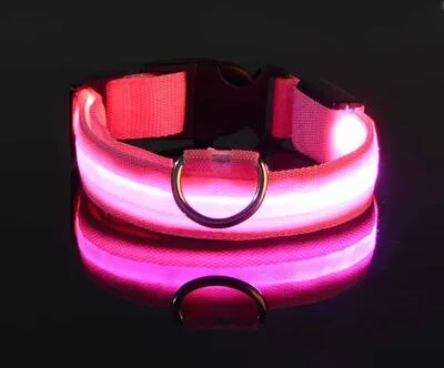 Fusion Finds LED Dog Collar For Night Safety Rechargeable Light Up Dog Collar With Flashing Glow For Small, Medium & Large Dogs pink l