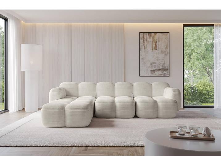 ALTDECOR Ecksofa - Miko-L2 - 302x205x75 - Creme Corner Sofa Eckcouch Couch L-Form, links/rechts angeordnet