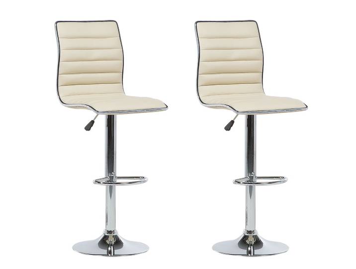 BARHOCKER 2er-Set Kunstleder Beige Lucerne