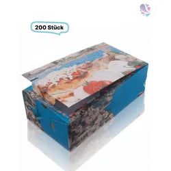 Pizzakarton Pizzabox CALZONE POSITANO 27X 16X 7 cm weiß mit Neutraldruck 200 Stk, to go, take away, kompostierbar, Kraftkarton