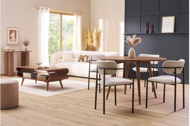 Miliboo Design-Esstisch rund Nussbaum D120 LIVIA