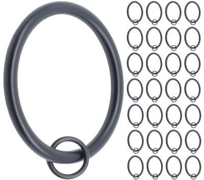 Meriville 2-Inch Inner Diameter Metal Flat Curtain Rings with Eyelets