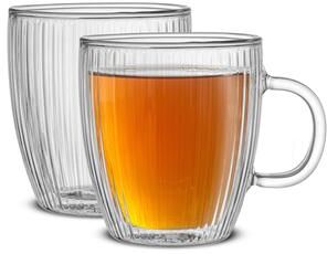 JoyJolt Fluted Savor Double Wall Coffee Mugs13.5oz - Set of 2
