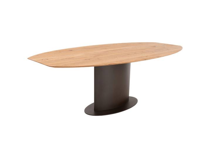 Bert Plantagie Esstisch, Eiche, Holz, Asteiche, massiv, oval, Säule, 115x77x220 cm, Variantenauswahl, in verschiedenen Größen erhältlich, Esszimmer, Tische, Esstische, Esstische oval