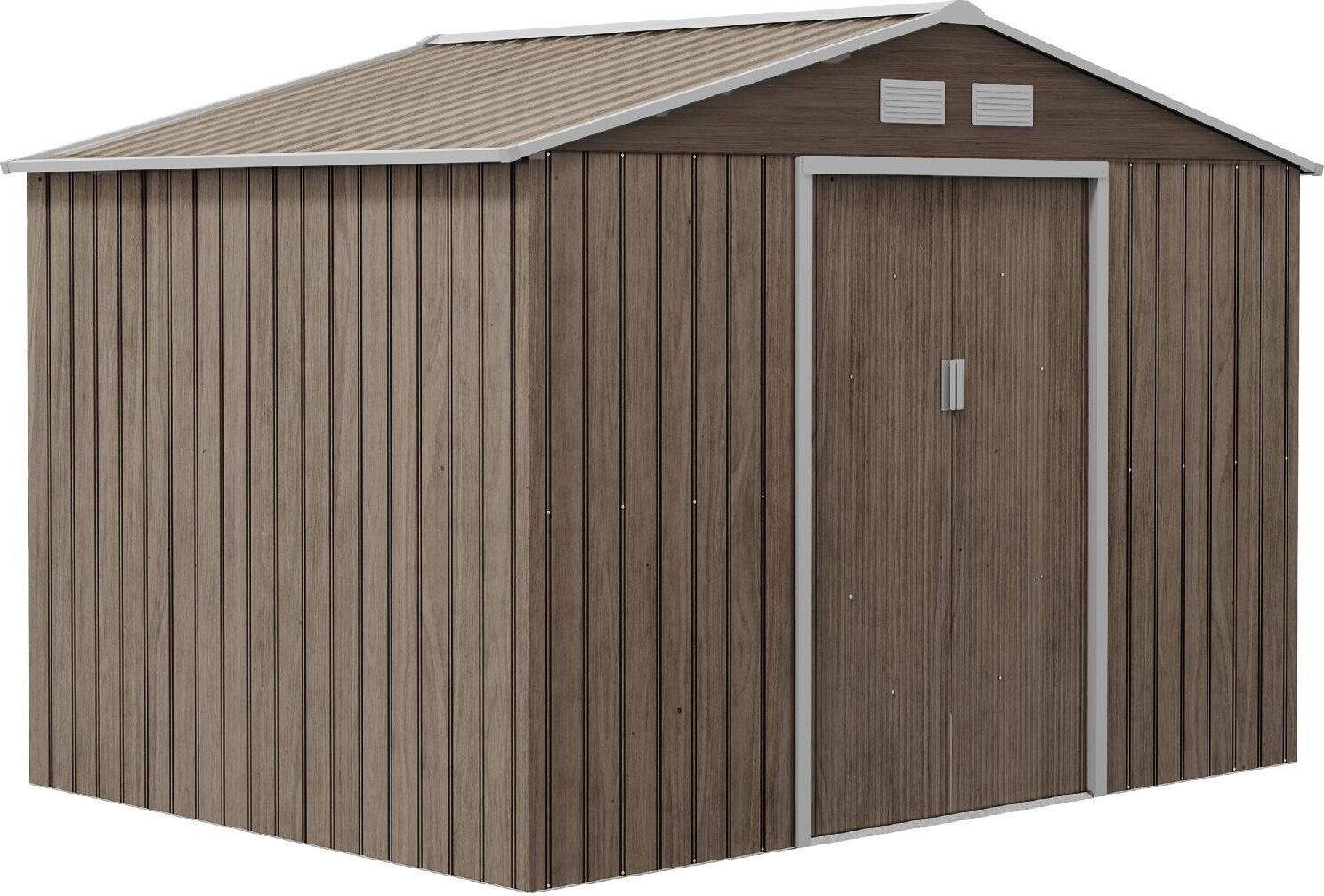 vivagarden 0lgj531 Casetta Da Giardino 2 Ante Ripostiglio Da Giardino In Acciaio Con Prese D'Aria Dimensioni 277x195x192 Cm Colore Marrone Chiaro
