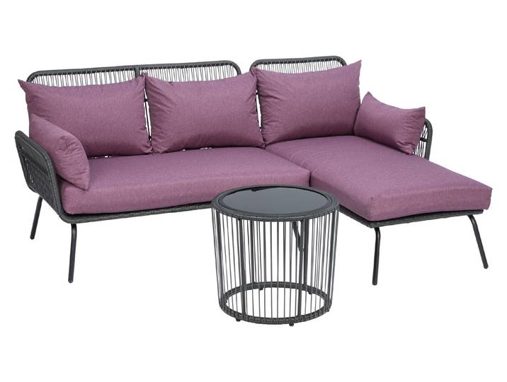 Home and More Lounge-Set Chelsea 3-Teilig Anthrazit, Lila