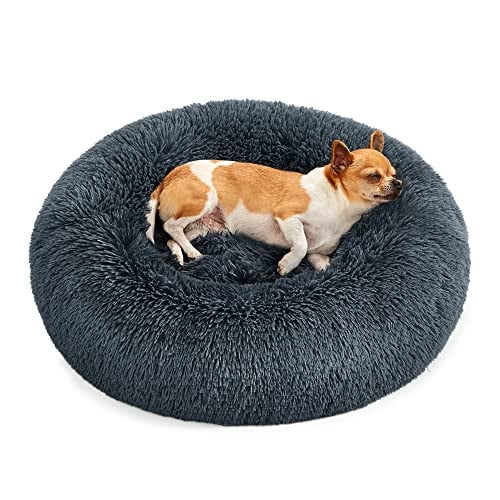 Feandrea Hondenmand en Kattenbed, Donutvormig, Donkergrijs, Ø 60 cm