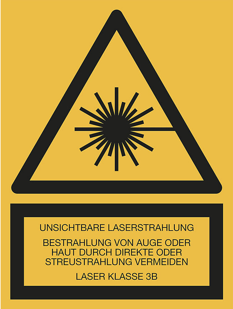 kaiserkraft Kombischilder mit Text für Warnkennzeichen, Unsichtbare Laserstrahlung - LASER KLASSE 3B, VE 10 Stk, Folie, LxH 150 x 200 mm