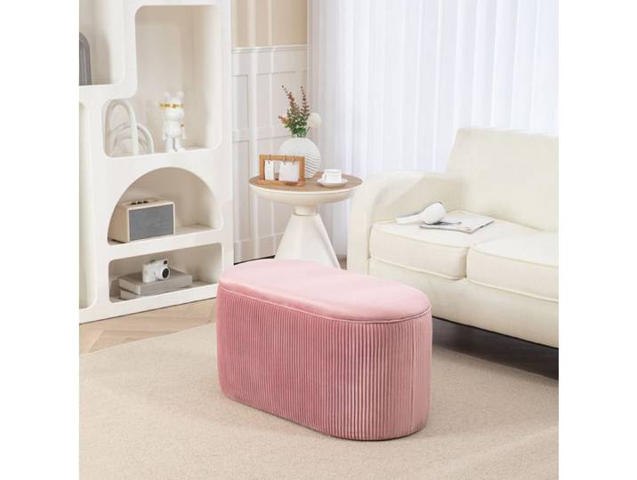 WOVREO banquette coffre rose 81 x 40 x 41 cm assise rembourrée aspect velours style rétro français