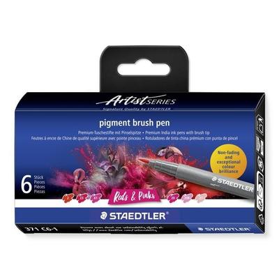 STAEDTLER Schreib- und Zeichbedarf pigment brush Fasermaler Pinselspitze, Reds&Pinks, 6er Set