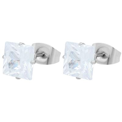 Paar Ohrstecker ADELIA´S "Ohrringe – Ohrstecker aus Edelstahl mit Zirkonia", Damen, Gr. Damen, Edelstahl, transparent (silber), Ohrringe, Zum Verschenken – passend für viele Anlässe