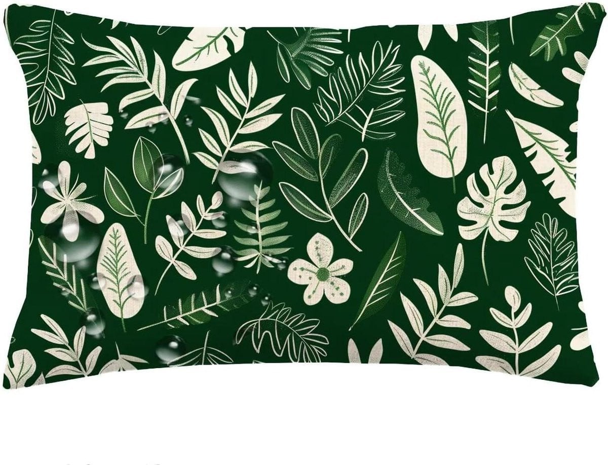 Set van decoratieve kussenhoezen in donkergroen, waterproof textiel, 60 x 90 cm