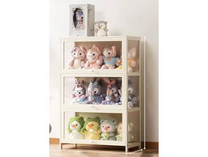 Hynbdes Glasvitrine, Glasvitrine für Wohnzimmer, ,Widerstandsfähige, dichte und staubdichte Struktur, geeignet für verschiedene Szenarien (3 beige Einlegeböden 60*33*106 transparent auf drei Seiten)