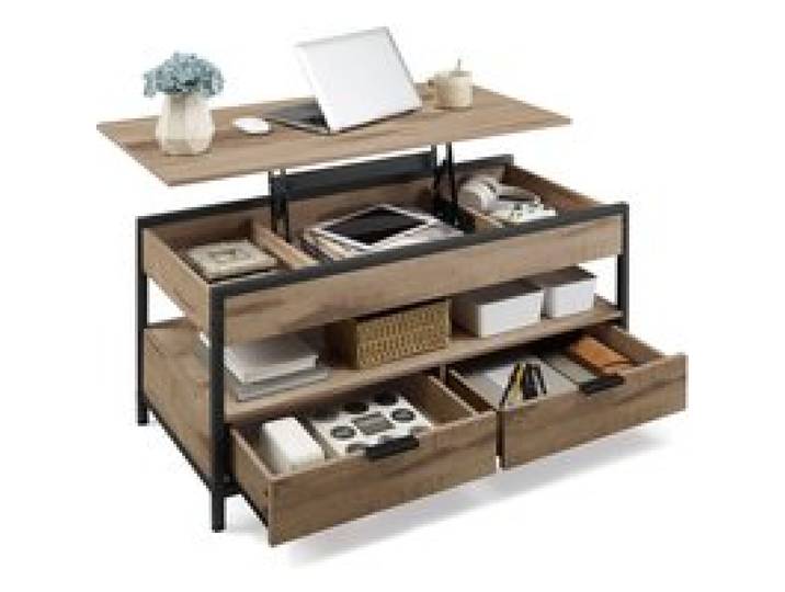 VASAGLE salontafel, in hoogte verstelbare woonkamertafel, salontafel, met lades, open vak, 50x100 x (48-63)cm