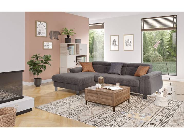 COTTA Ecksofa Micky Rib-Cord, mit Schlaffunktion, Bettkasten und Cord-Stoff