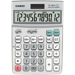 Casio Taschenrechner, DF-120ECO, silber, 12-stelliges Display, Solar/Batteriebetrieb