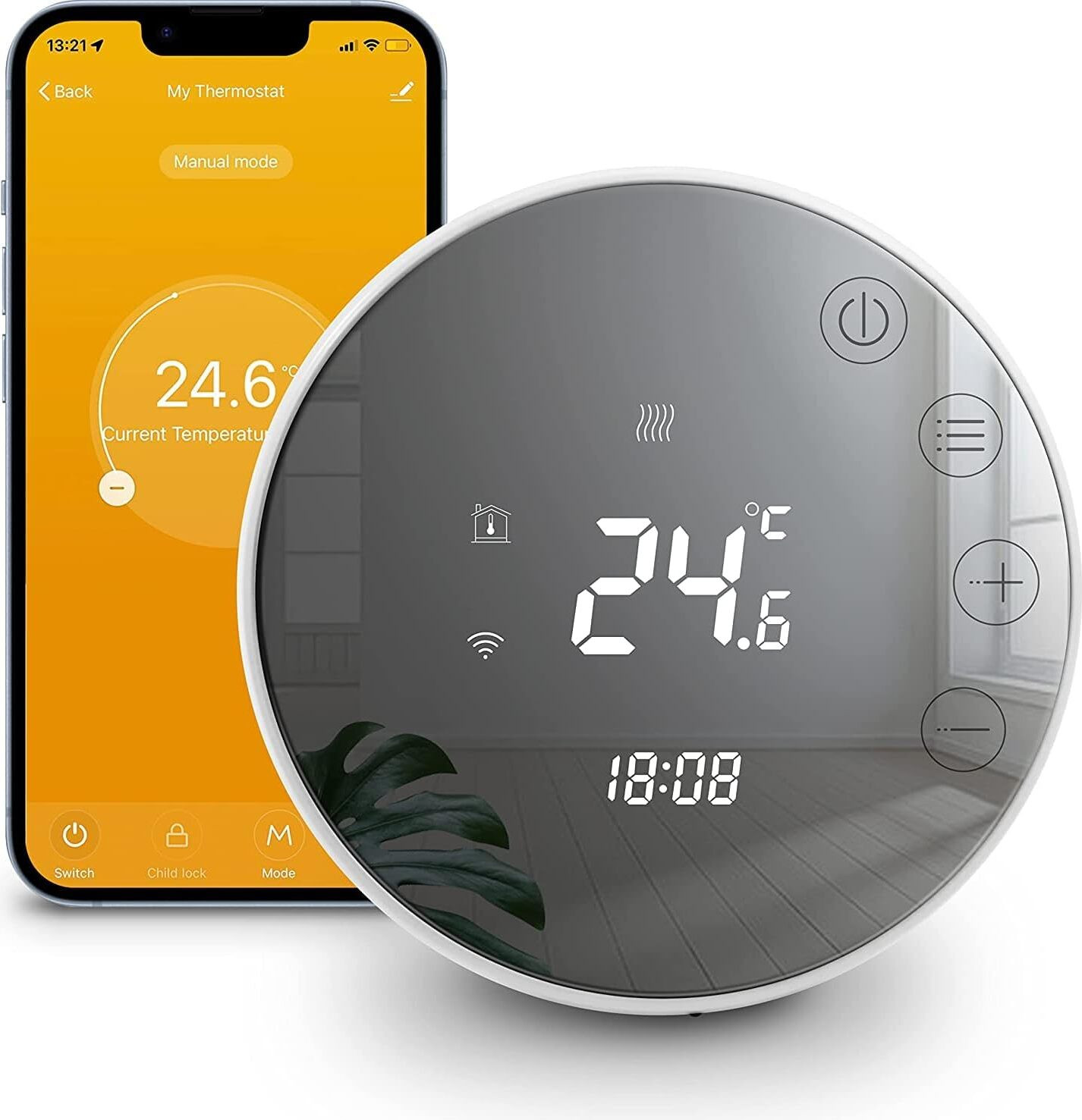 Beok Tuya TGR86WIFI slimme thermostaat met Wi-Fi, compatibel met Alexa en Google, 3A verwarming