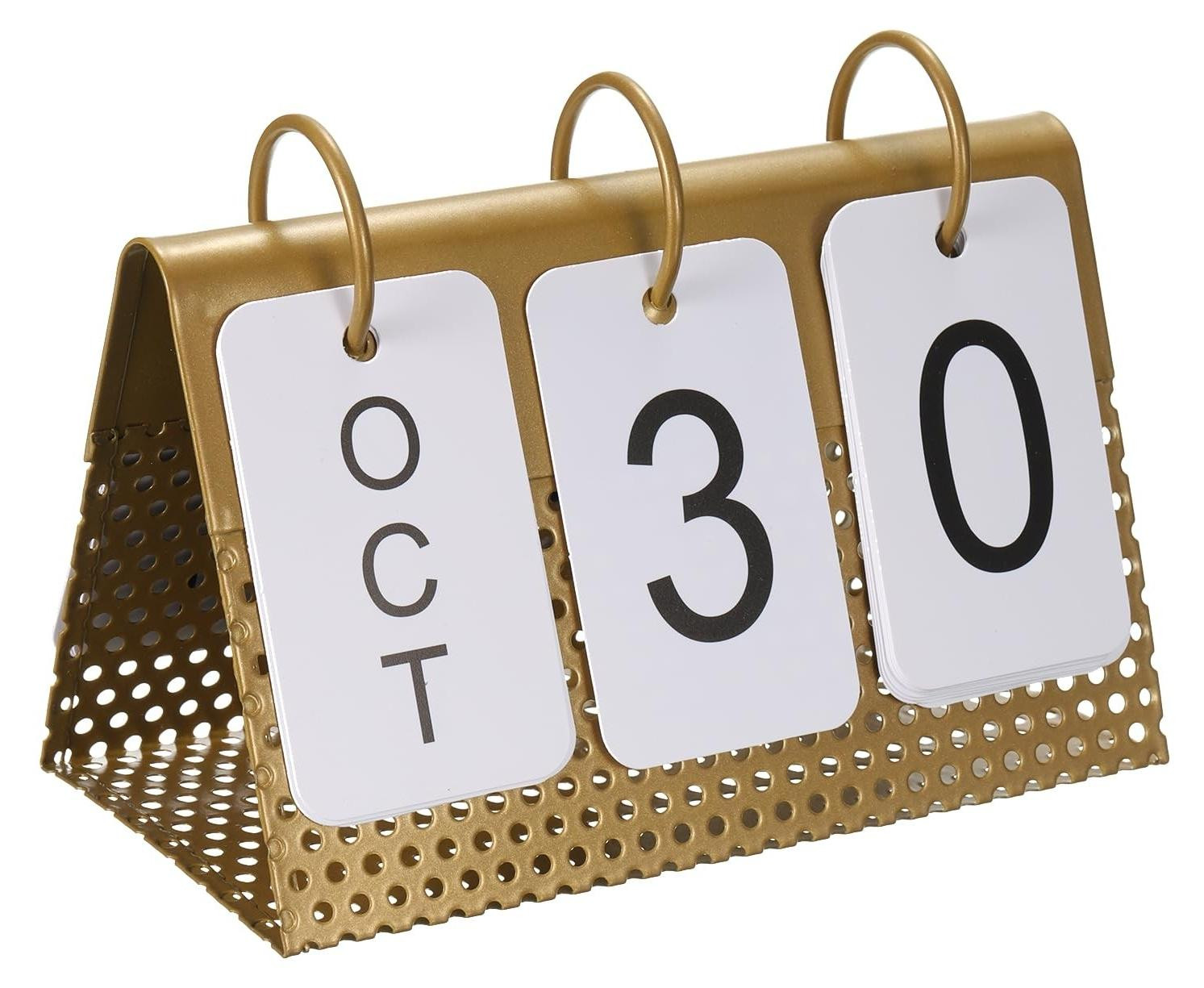 Merkloze Vintage Houten Perpetuele Kalender voor Bureau Decoratie