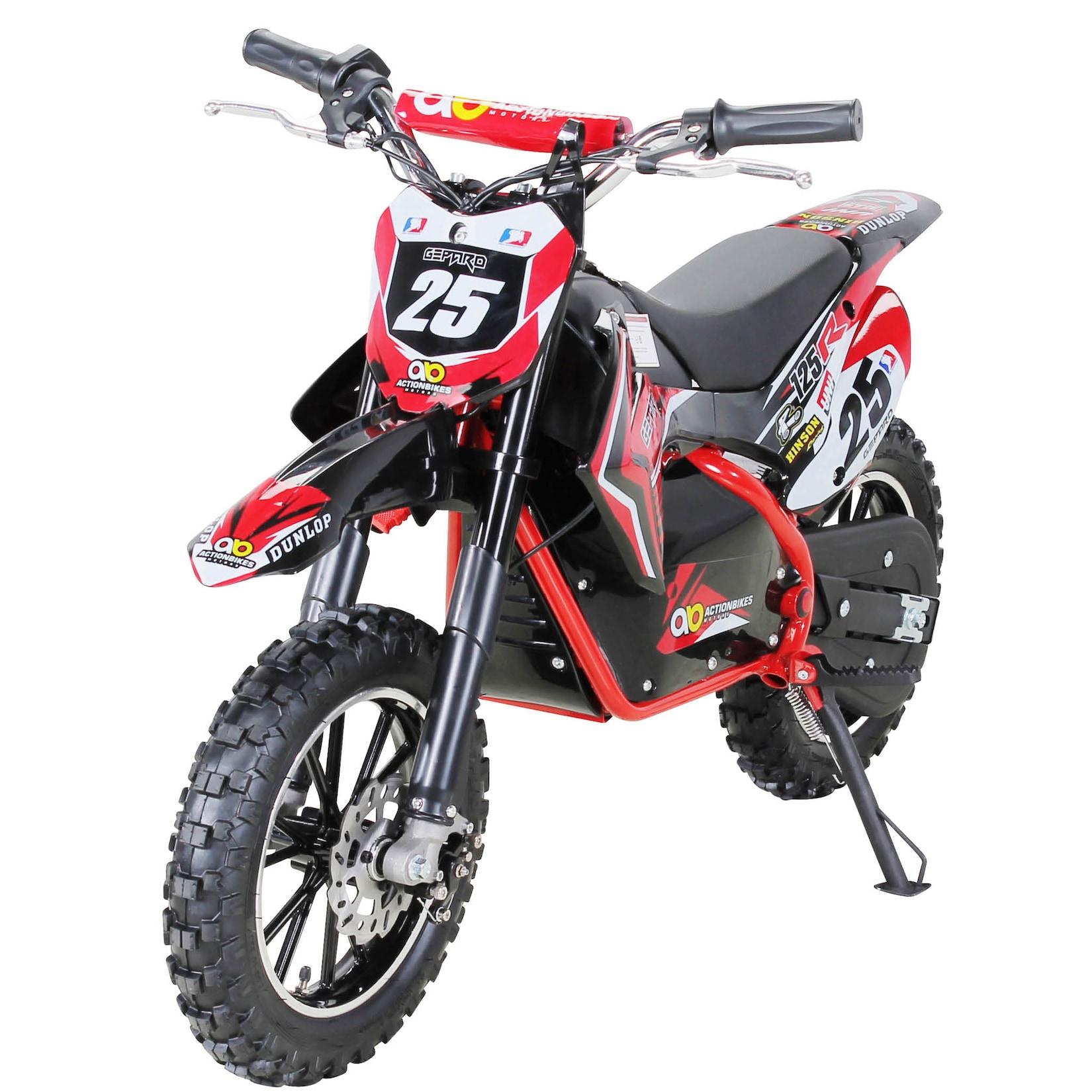 Kinder-Crossbike Gepard, Elektro-Kindermotorrad, 500 Watt, bis 24 km/h, verstärkte Gabel, ab 8 J. (Rot)