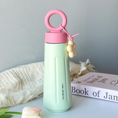 Uplifted Trends Stylish Stainless Steel Insulated Water Cup With Flower Handle Portable Cute Petal Design green