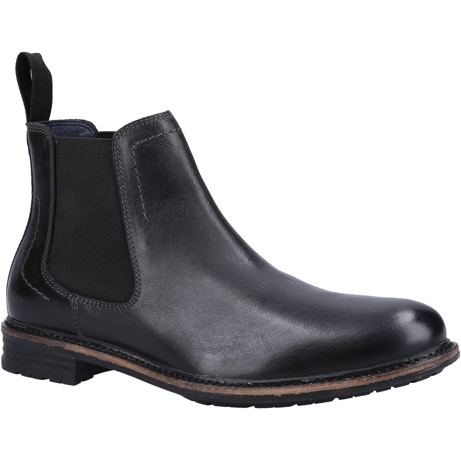Hush Puppies Justin Chelsea Leder Herren Schwarz Stiefel