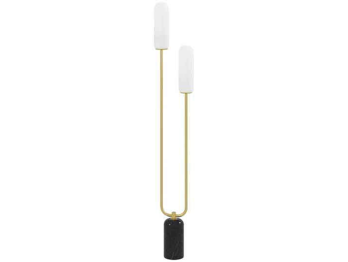 Lampadaire sur pied de salon 2 abat-jours en verre en métal blanc